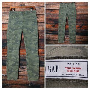 GAP Camo Jeans 28 6 True Skinny High Rise Ankle Crop Camouflage Denim Stretch